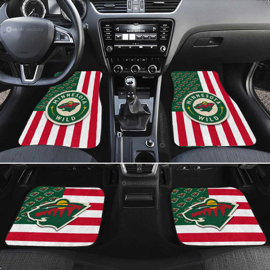 Minnesota Wild Car Floor Mats Custom US Flag Style - Gearcarcover - 2