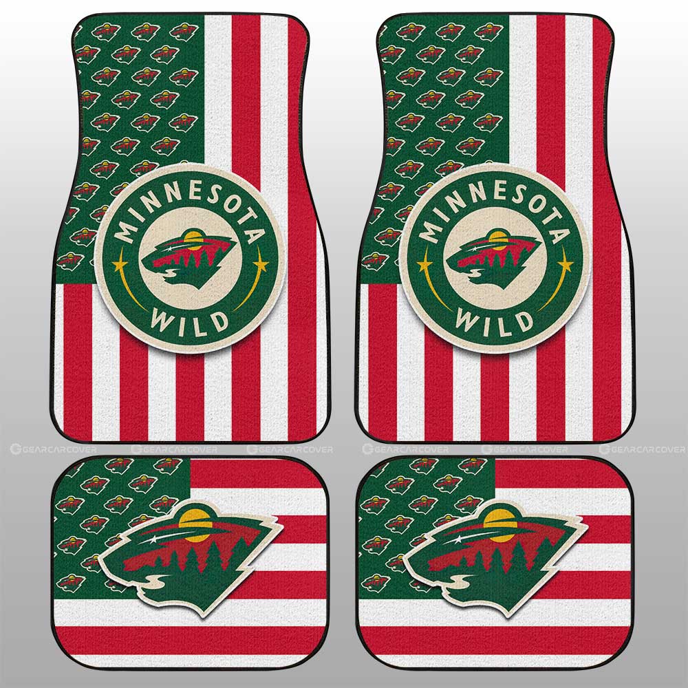 Minnesota Wild Car Floor Mats Custom US Flag Style - Gearcarcover - 1