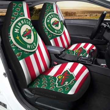 Minnesota Wild Car Seat Covers Custom US Flag Style - Gearcarcover - 1