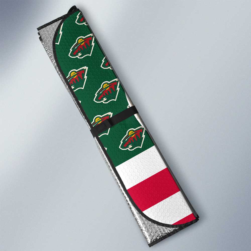 Minnesota Wild Car Sunshade Custom US Flag Style - Gearcarcover - 3