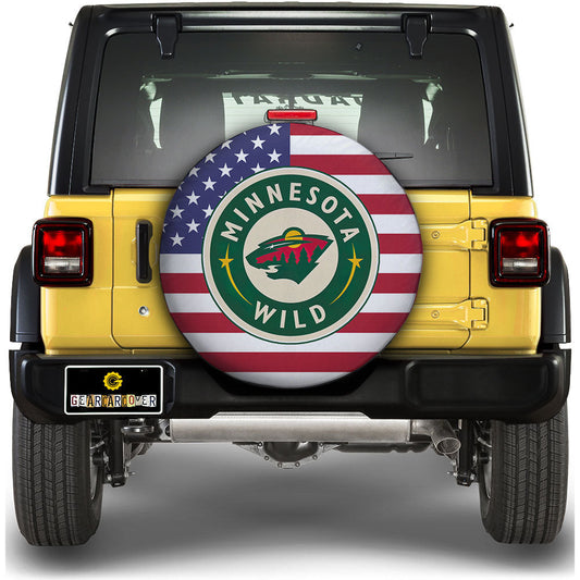 Minnesota Wild Spare Tire Covers Custom US Flag Style - Gearcarcover - 1