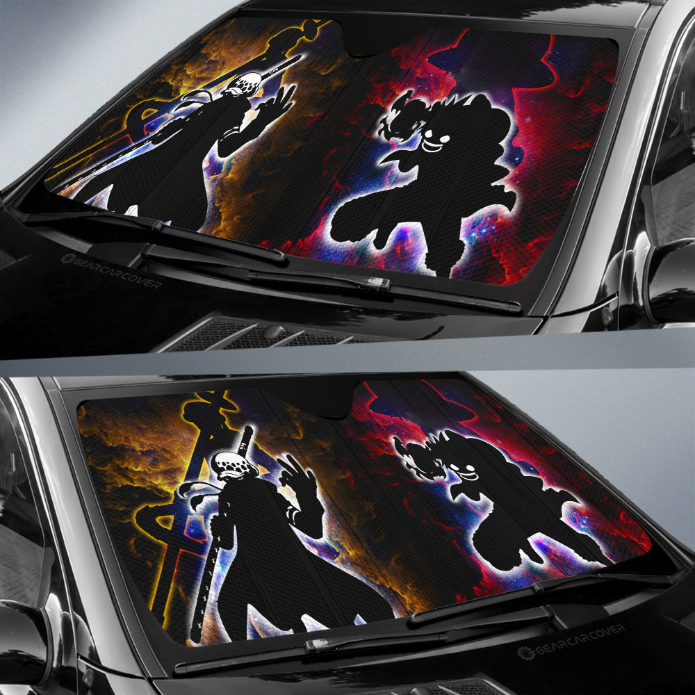 Monkey D. Luffy And Law Car Sunshade Custom One Piece Anime Silhouette Style - Gearcarcover - 2