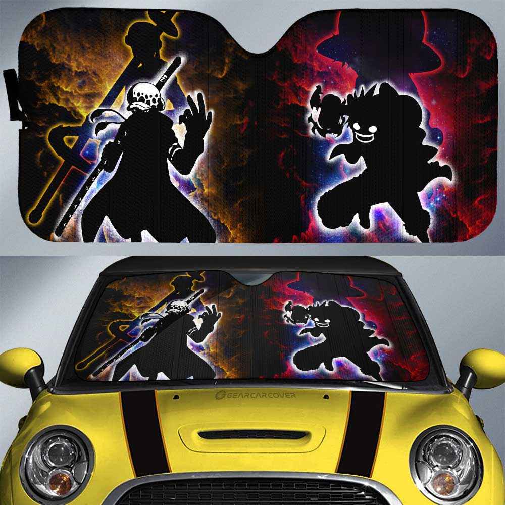 Monkey D. Luffy And Law Car Sunshade Custom One Piece Anime Silhouette Style - Gearcarcover - 1