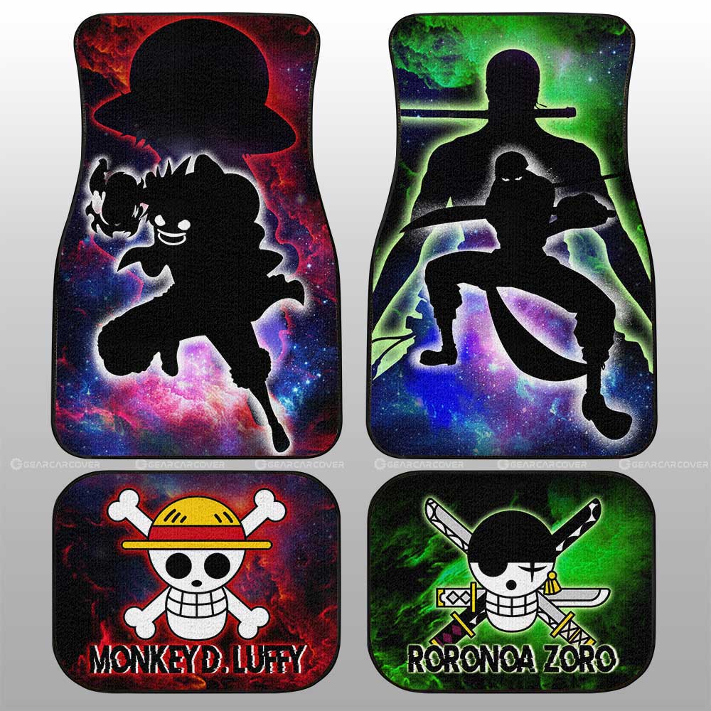 Monkey D. Luffy And Zoro Car Floor Mats Custom One Piece Anime Silhouette Style - Gearcarcover - 1