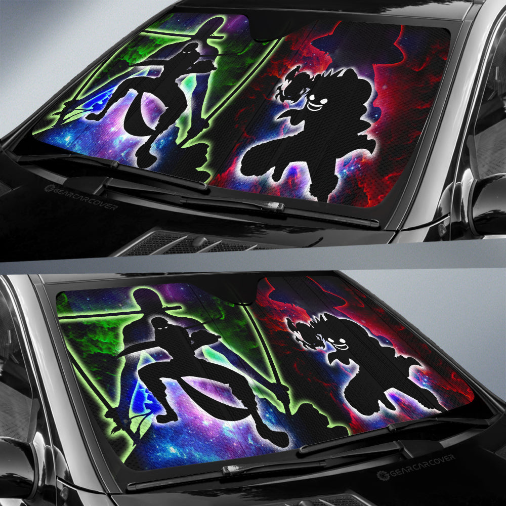 Monkey D. Luffy And Zoro Car Sunshade Custom One Piece Anime Silhouette Style - Gearcarcover - 2