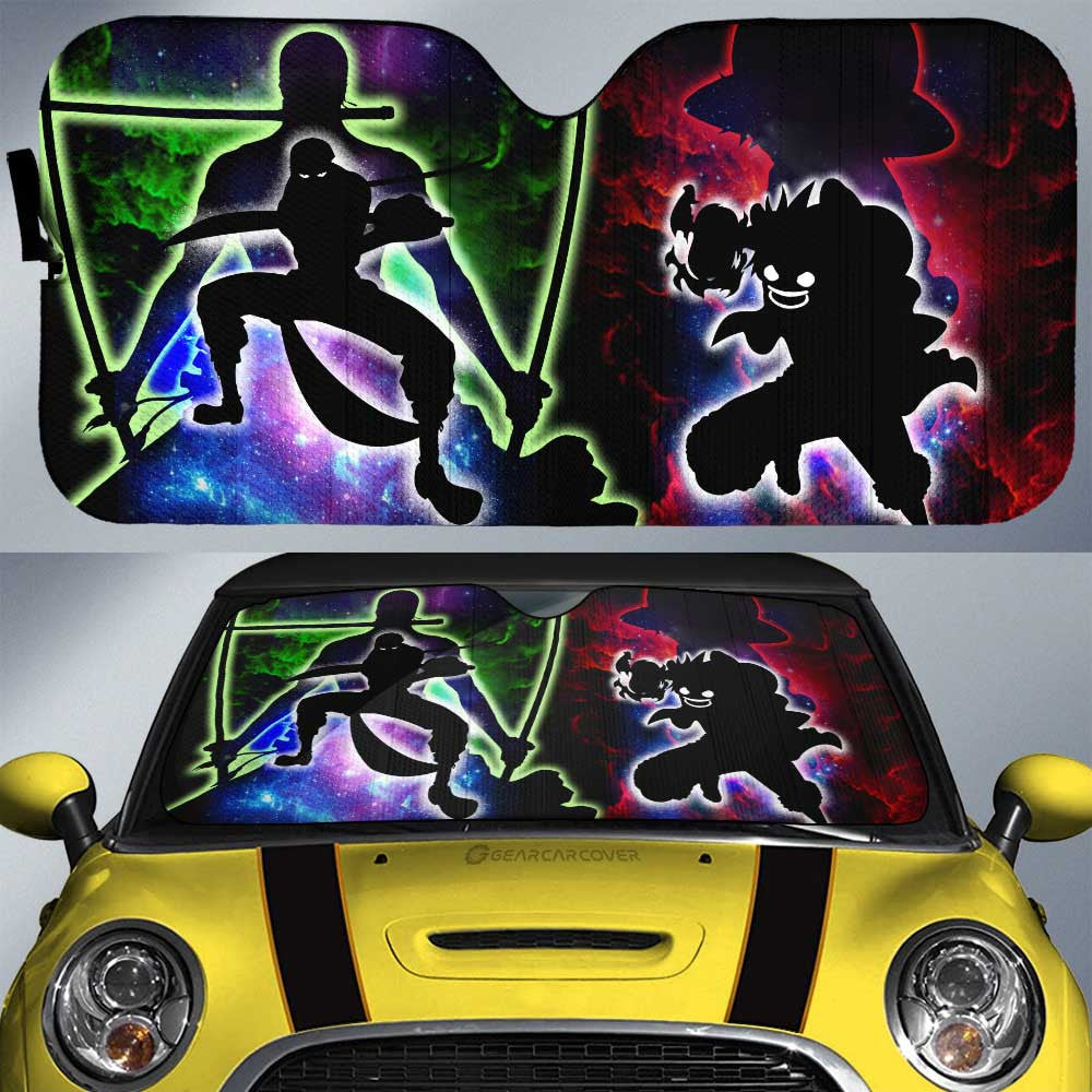 Monkey D. Luffy And Zoro Car Sunshade Custom One Piece Anime Silhouette Style - Gearcarcover - 1
