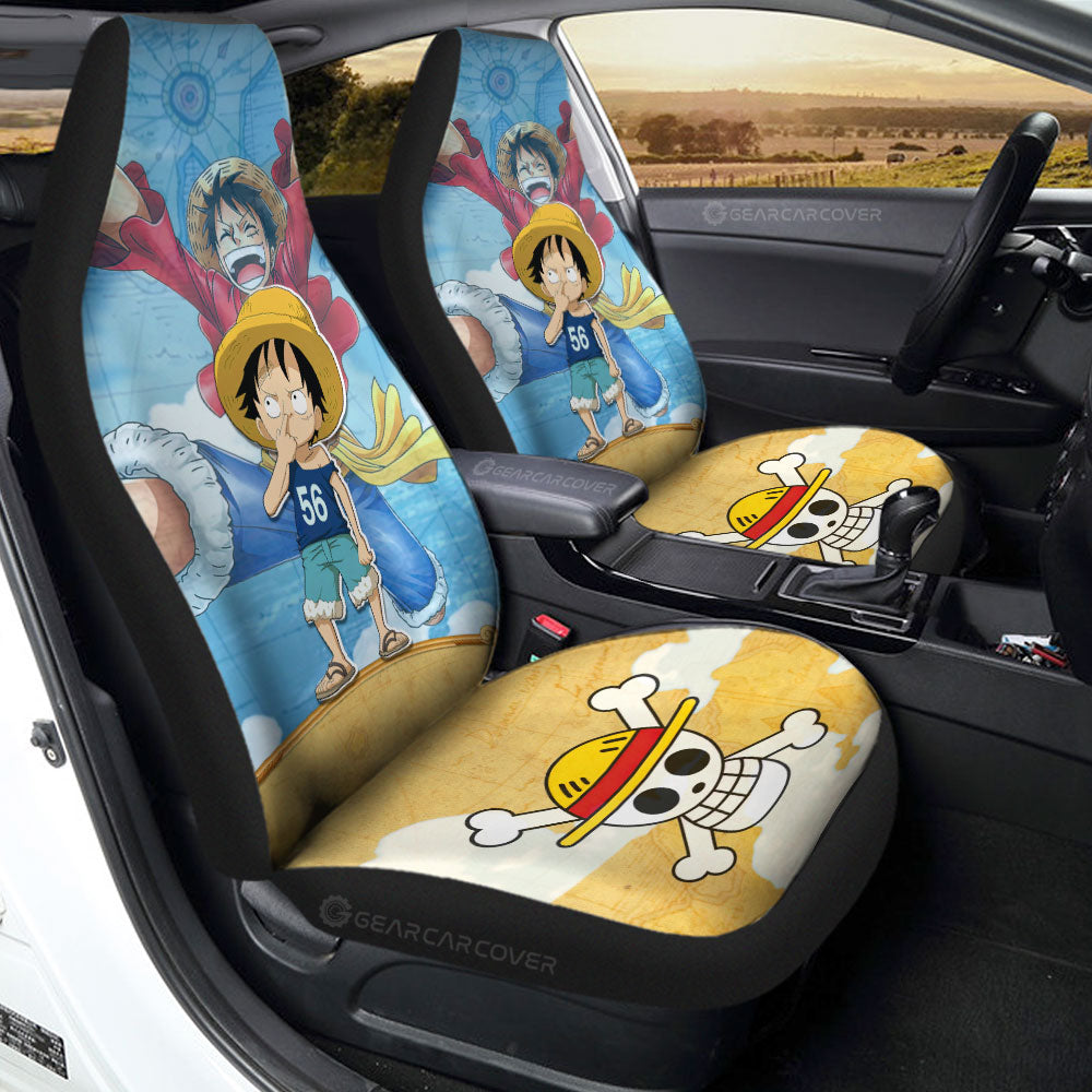Monkey D. Luffy Car Seat Covers Custom One Piece Map Anime Car Accessories - Gearcarcover - 1