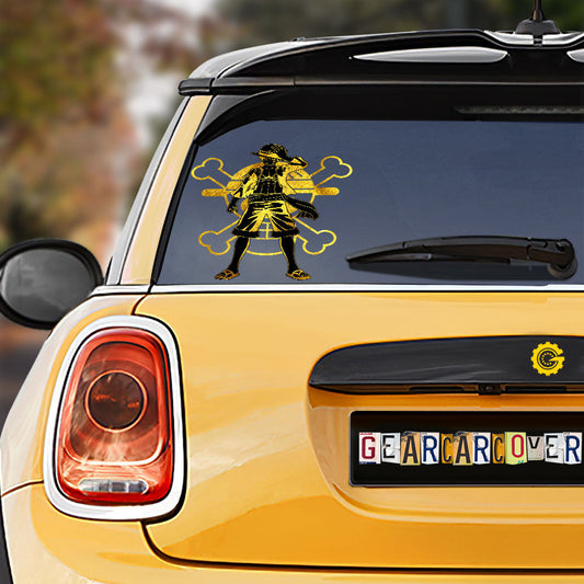 Monkey D. Luffy Car Sticker Custom One Piece Anime Gold Silhouette Style - Gearcarcover - 1