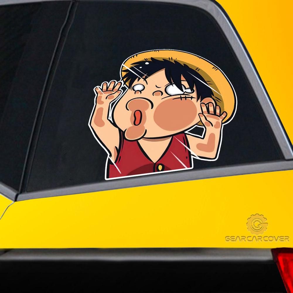 Monkey D. Luffy Hitting Glass Car Sticker Custom One Piece Anime Car Accessories For Anime Fans - Gearcarcover - 2