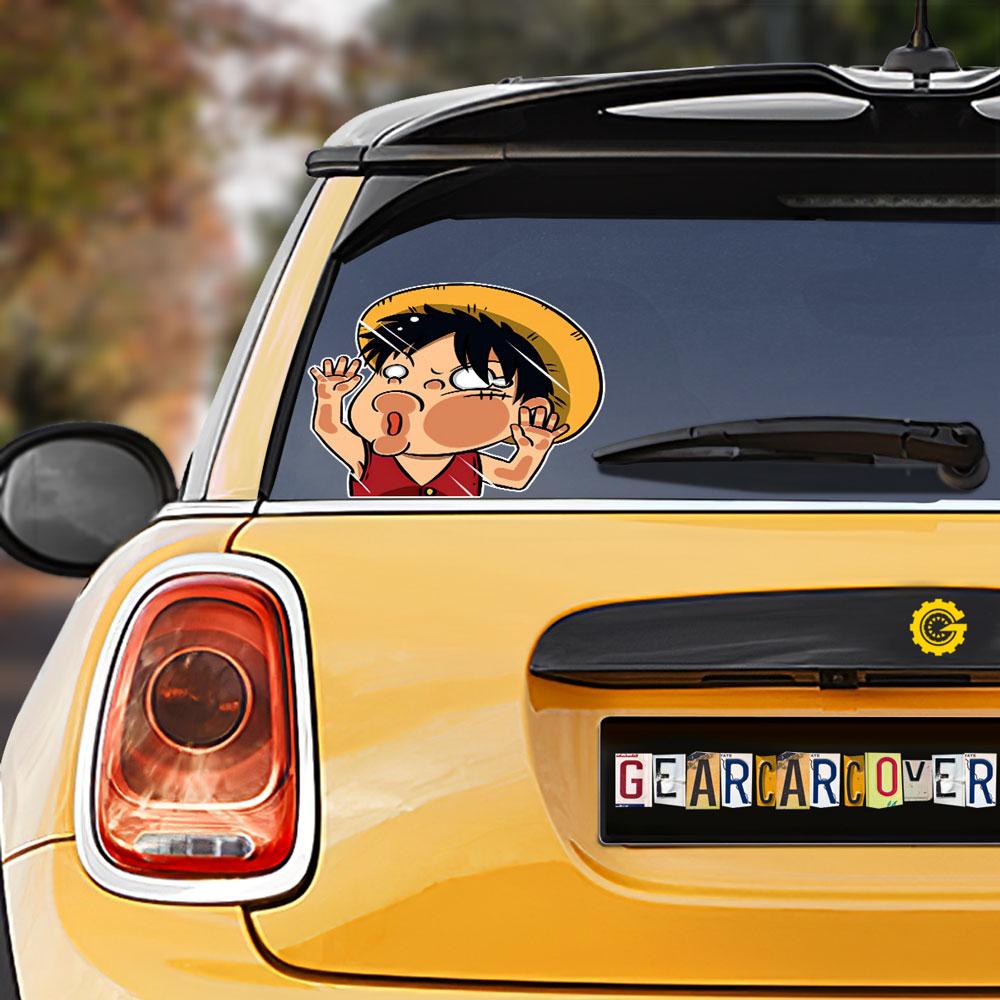 Monkey D. Luffy Hitting Glass Car Sticker Custom One Piece Anime Car Accessories For Anime Fans - Gearcarcover - 1