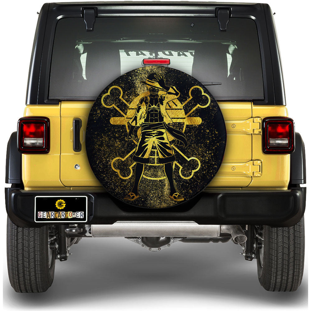 Monkey D. Luffy Spare Tire Cover Custom One Piece Anime Gold Silhouette Style - Gearcarcover - 1