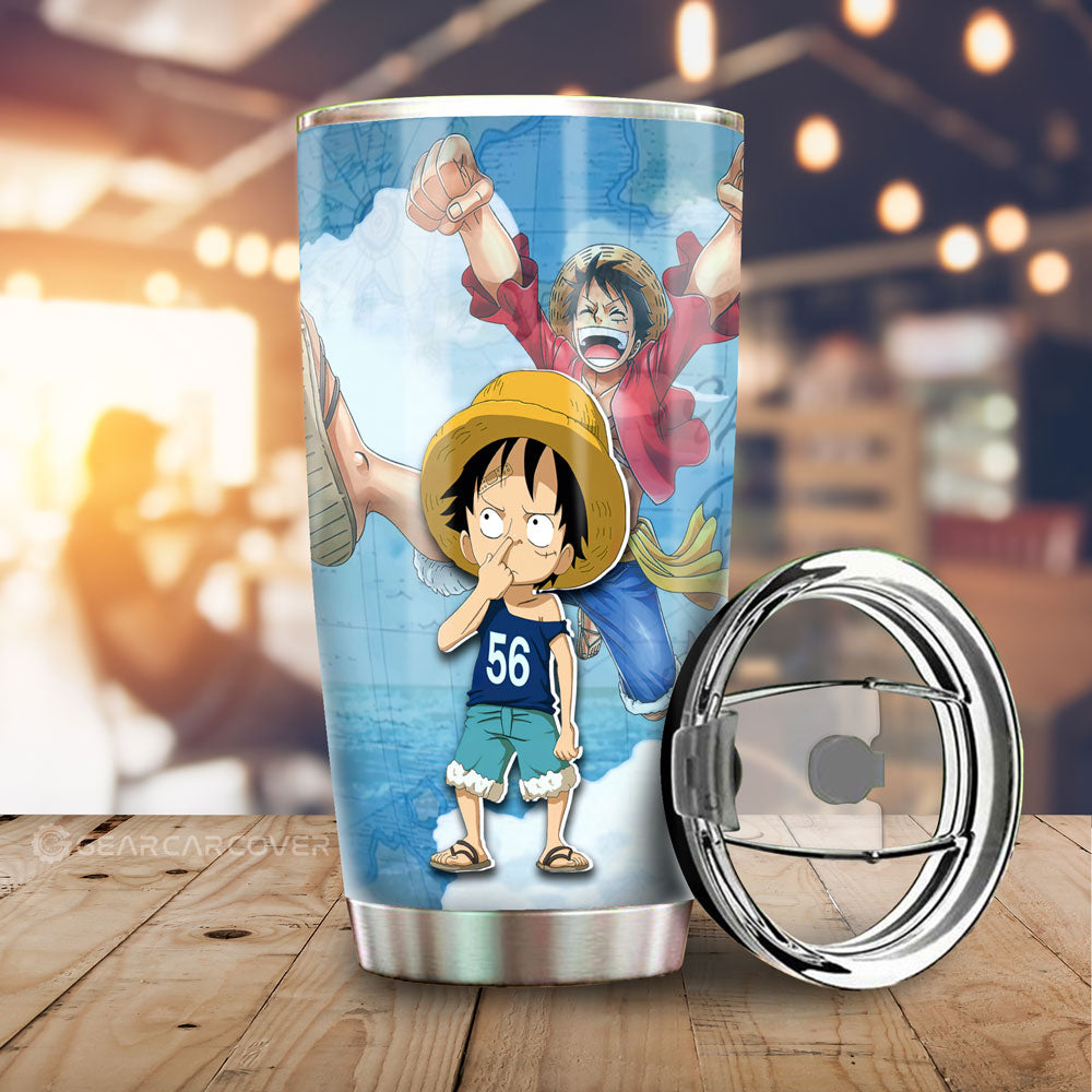 Monkey D. Luffy Tumbler Cup Custom One Piece Map Anime Car Accessories - Gearcarcover - 1