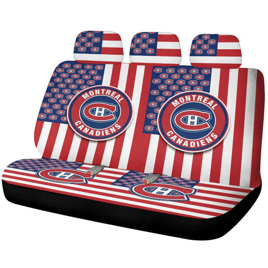 Montreal Canadiens Car Back Seat Cover Custom US Flag Style - Gearcarcover - 1
