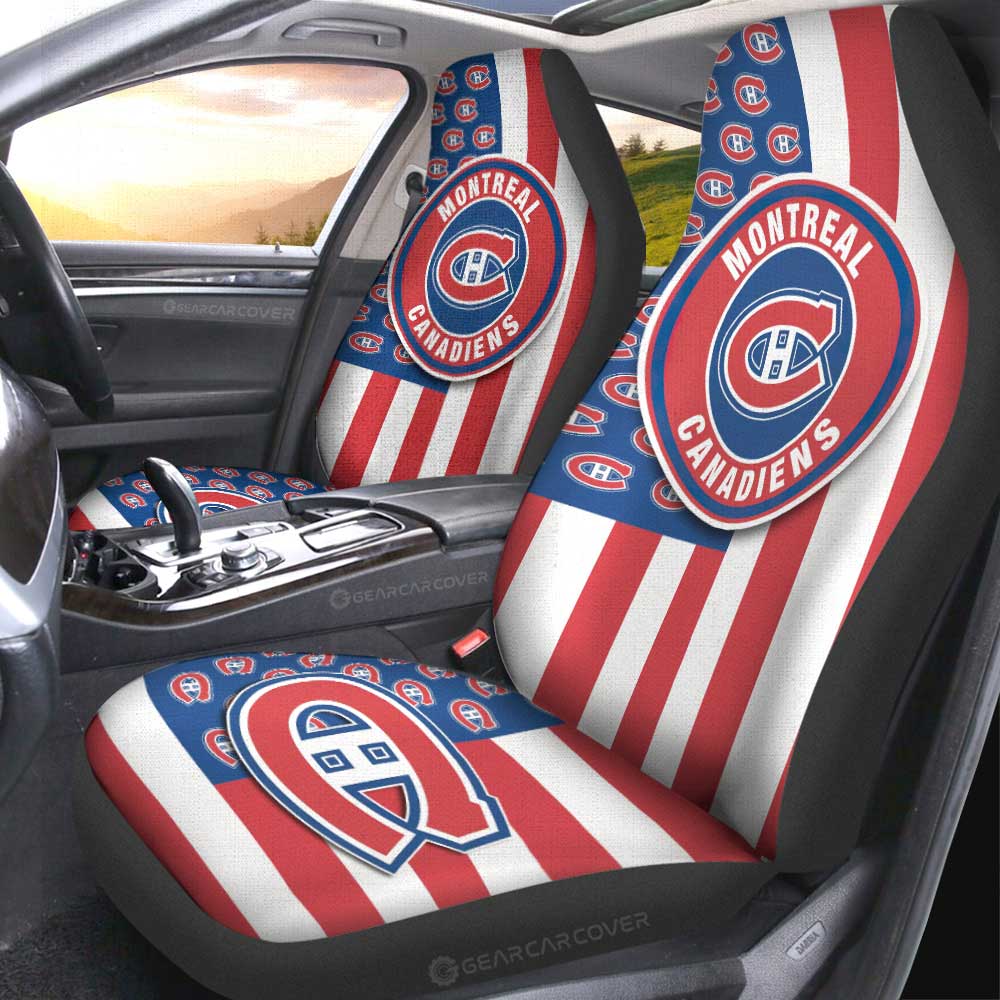 Montreal Canadiens Car Seat Covers Custom US Flag Style - Gearcarcover - 2