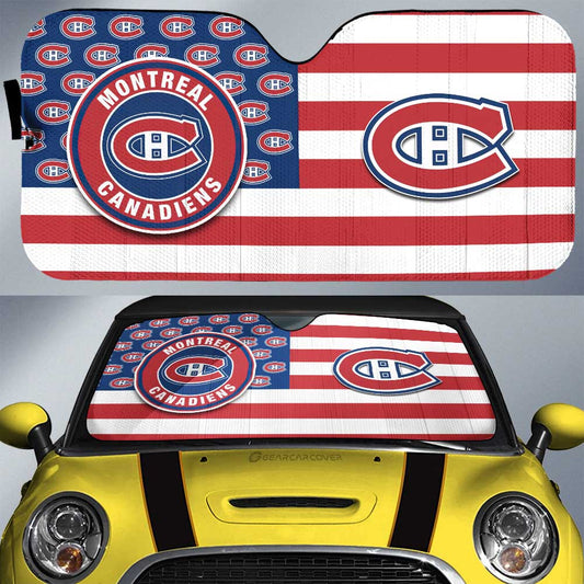 Montreal Canadiens Car Sunshade Custom US Flag Style - Gearcarcover - 1