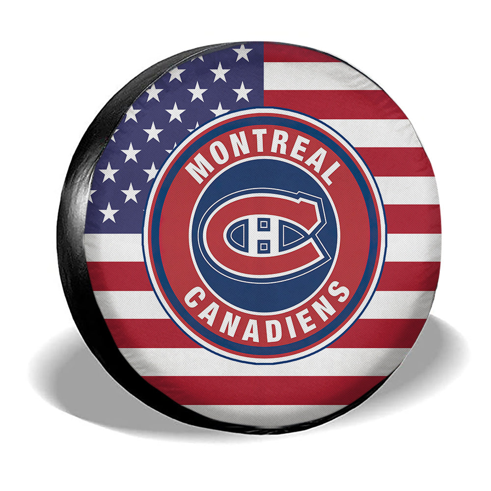 Montreal Canadiens Spare Tire Covers Custom US Flag Style - Gearcarcover - 3