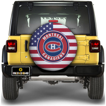 Montreal Canadiens Spare Tire Covers Custom US Flag Style - Gearcarcover - 1