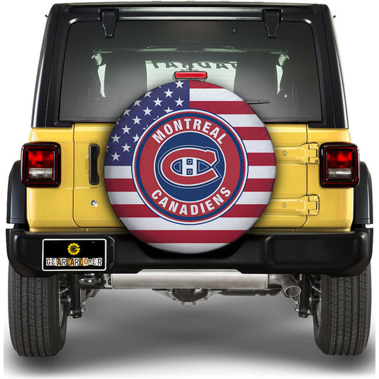 Montreal Canadiens Spare Tire Covers Custom US Flag Style - Gearcarcover - 1