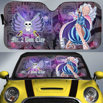 Mr. 2 Bon Clay Car Sunshade Custom One Piece Anime Car Accessories Manga Galaxy Style - Gearcarcover - 1