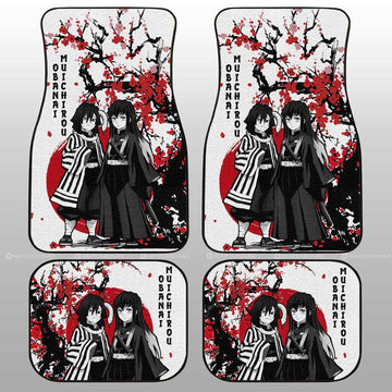 Muichiro And Obanai Car Floor Mats Custom Japan Style Demon Slayers - Gearcarcover - 1