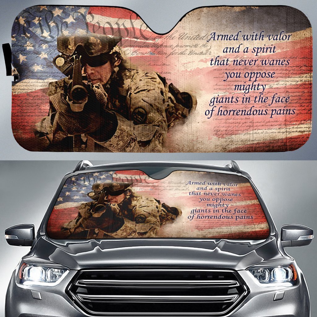 My Hero Soldier Car Sunshade Custom American Flag We The People Car Ac