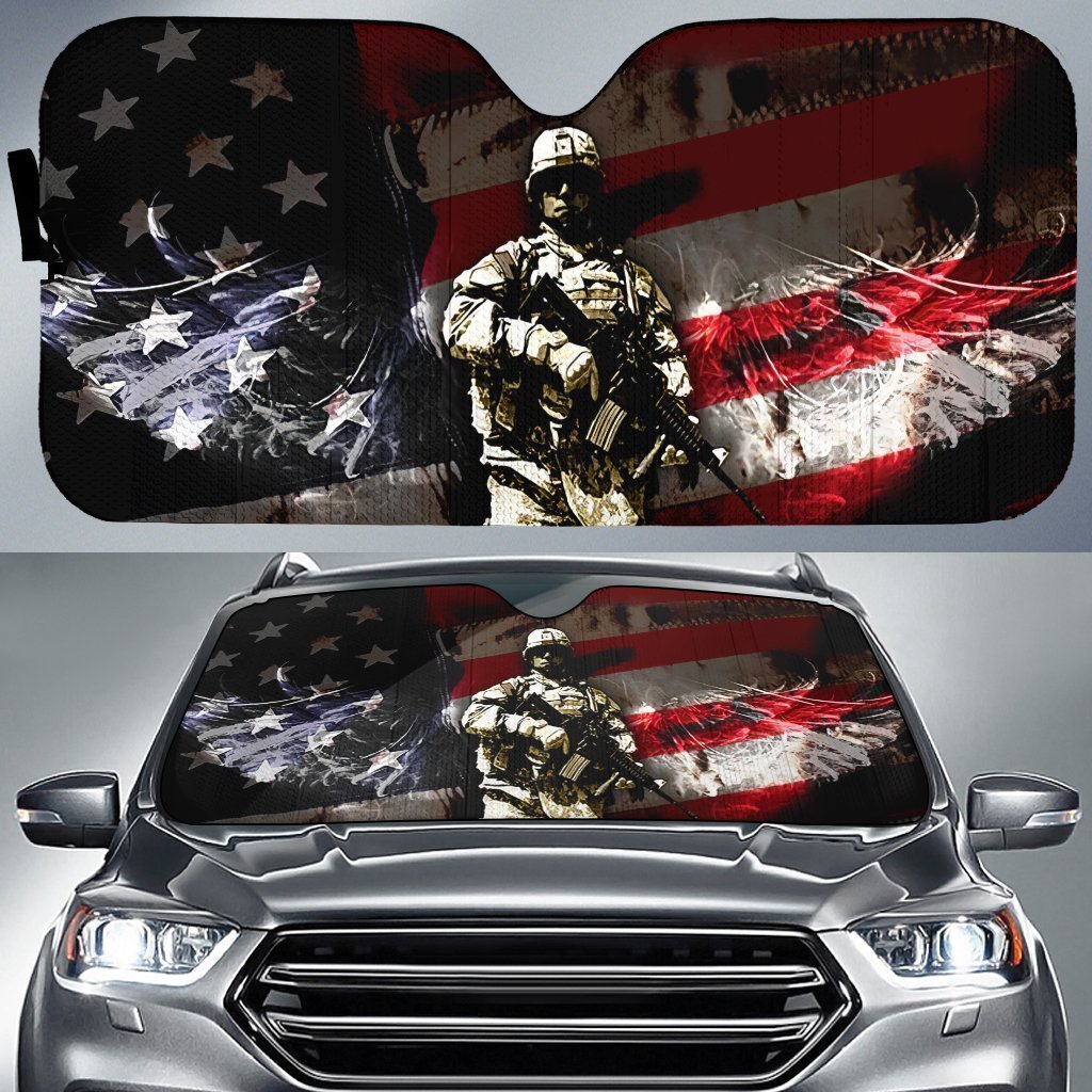 My Hero U.S Soldier Car Sunshade Custom US Flag Car Accessories - Gearcarcover - 1