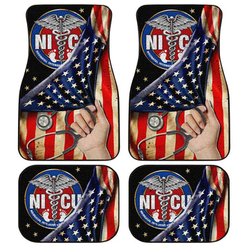 NICU Nurse Car Floor Mats Custom American Flag Car Accessories - Gearcarcover - 1