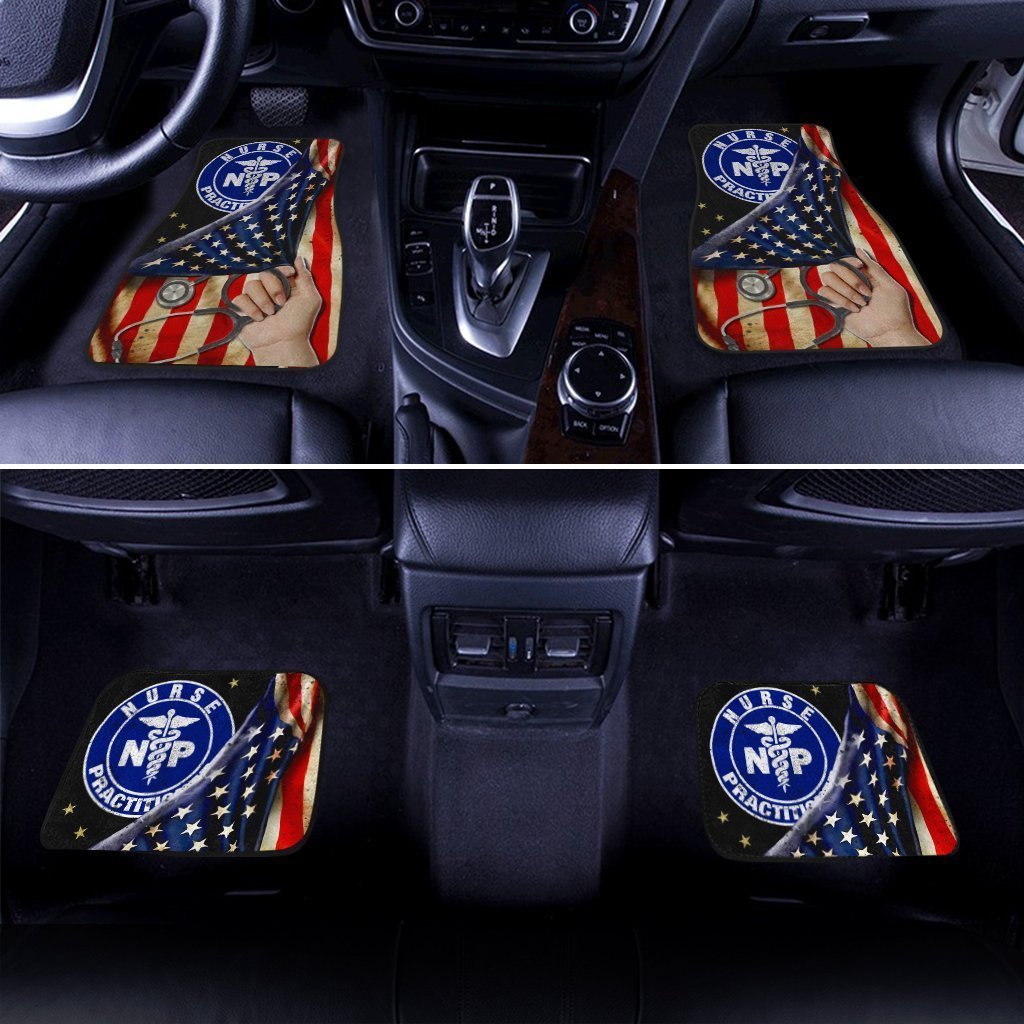 NP Nurse Car Floor Mats Custom American Flag Car Accessories Gift Idea For NP Nurse - Gearcarcover - 2