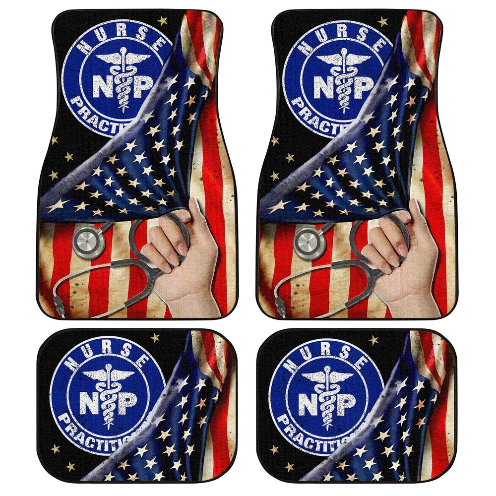 NP Nurse Car Floor Mats Custom American Flag Car Accessories Gift Idea For NP Nurse - Gearcarcover - 1