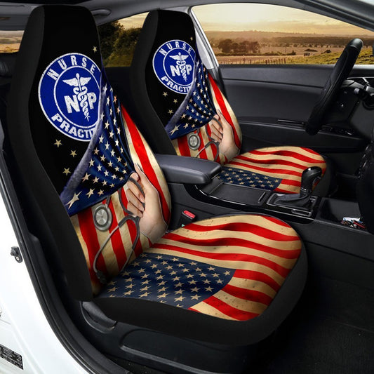 NP Nurse Car Seat Covers Custom American Flag Car Accessories - Gearcarcover - 2