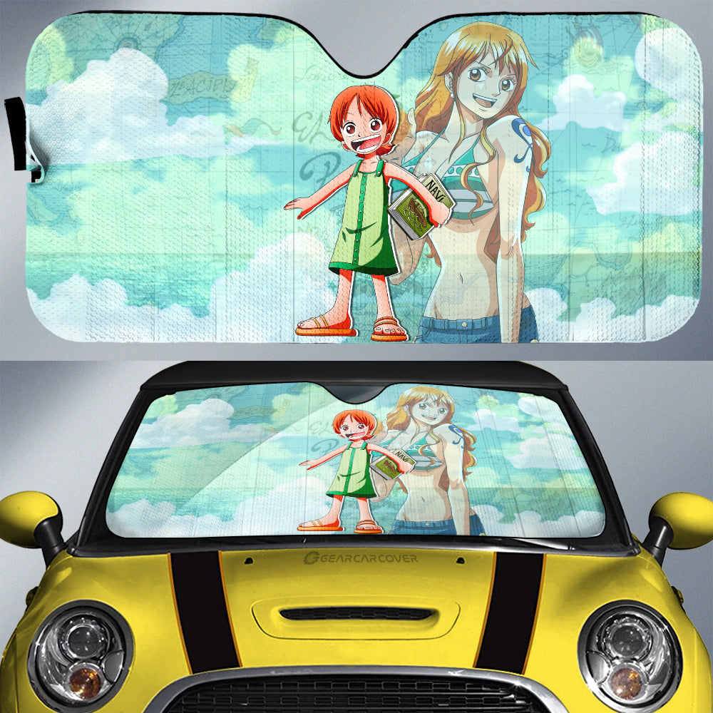 Nami Car Sunshade Custom One Piece Map Anime Car Accessories - Gearcarcover - 1