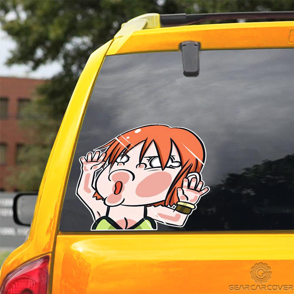 Nami Hitting Glass Car Sticker Custom One Piece Anime Car Accessories For Anime Fans - Gearcarcover - 3