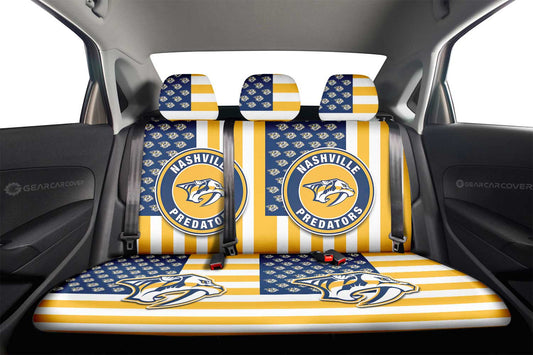 Nashville Predators Car Back Seat Cover Custom US Flag Style - Gearcarcover - 2