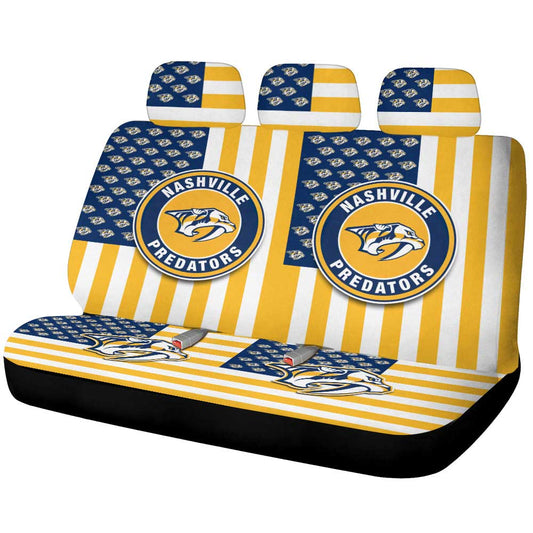 Nashville Predators Car Back Seat Cover Custom US Flag Style - Gearcarcover - 1