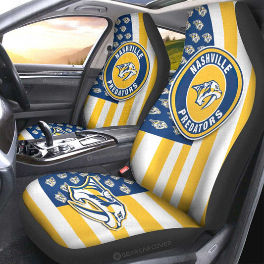 Nashville Predators Car Seat Covers Custom US Flag Style - Gearcarcover - 2