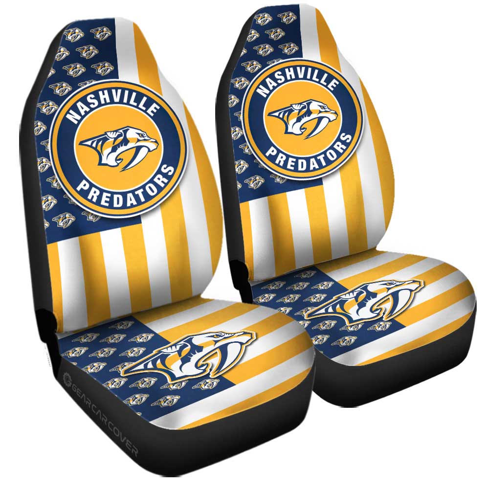 Nashville Predators Car Seat Covers Custom US Flag Style - Gearcarcover - 3