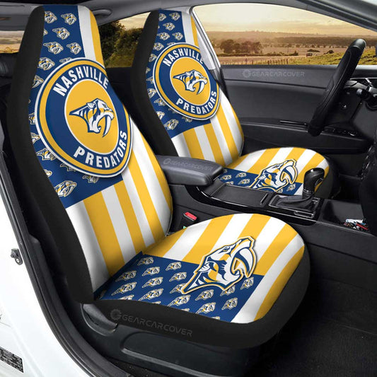 Nashville Predators Car Seat Covers Custom US Flag Style - Gearcarcover - 1