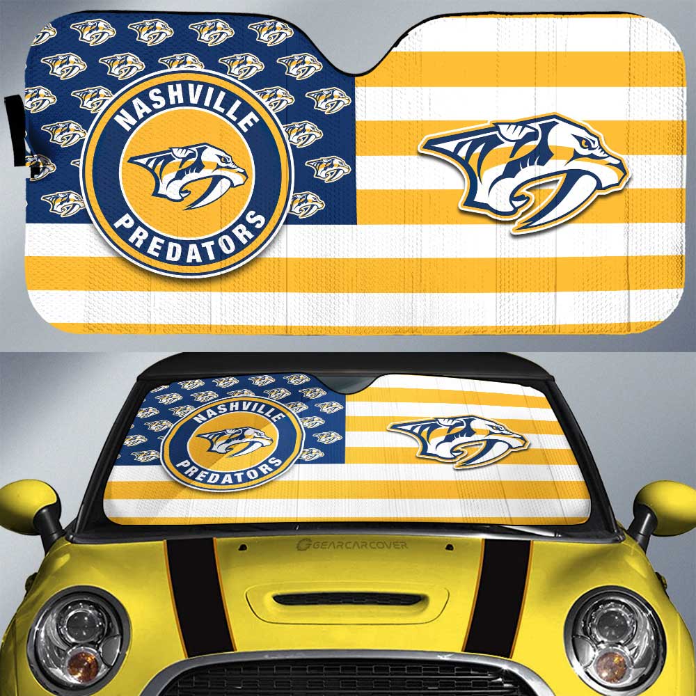 Nashville Predators Car Sunshade Custom US Flag Style - Gearcarcover - 1