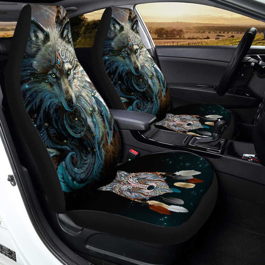 Native American Wolf Dreamcatcher Car Seat Covers Set Of 2 - Gearcarcover - 2