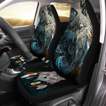 Native American Wolf Dreamcatcher Car Seat Covers Set Of 2 - Gearcarcover - 1