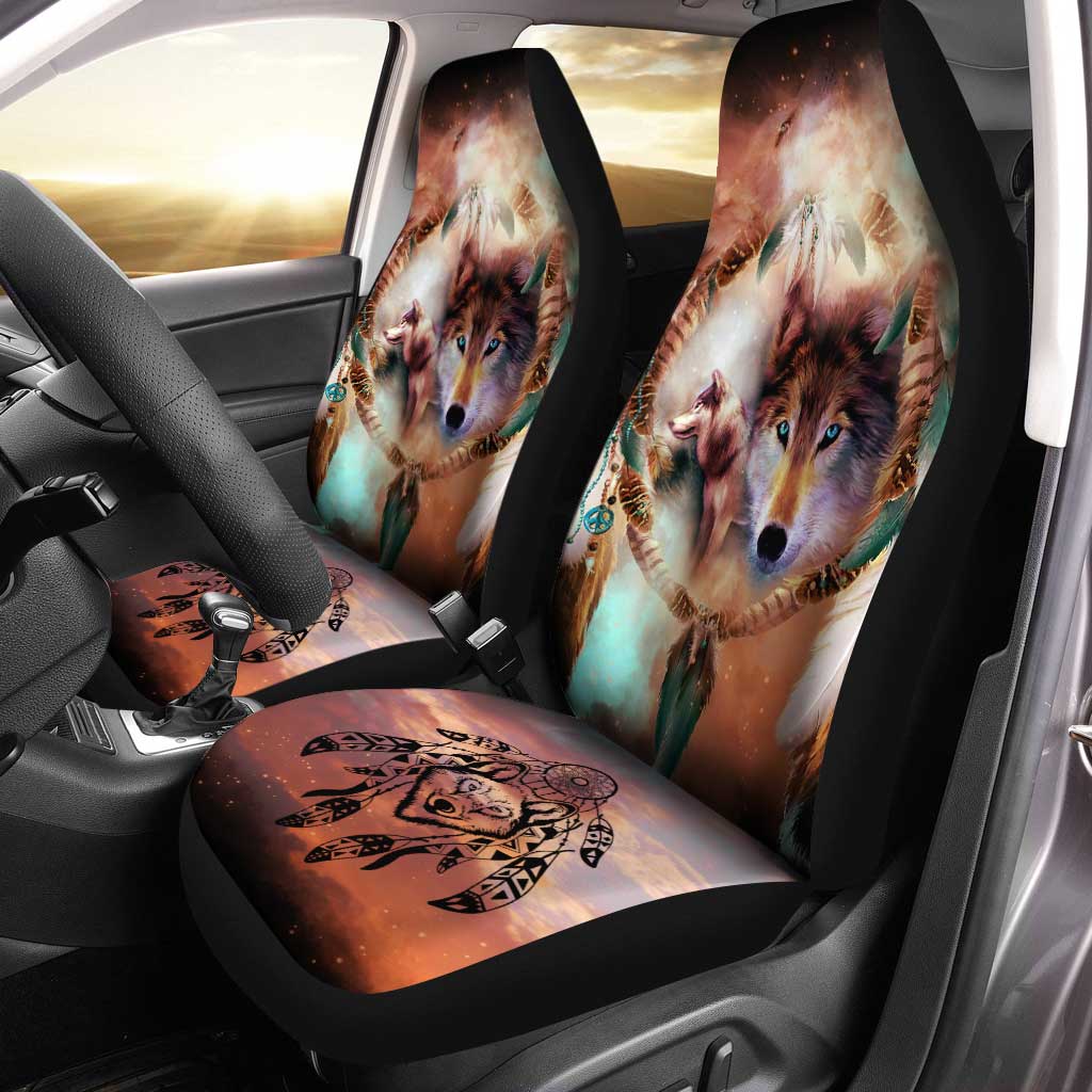 Native American Wolf Dreamcatcher Custom Car Seat Covers Set Of 2 - Gearcarcover - 1