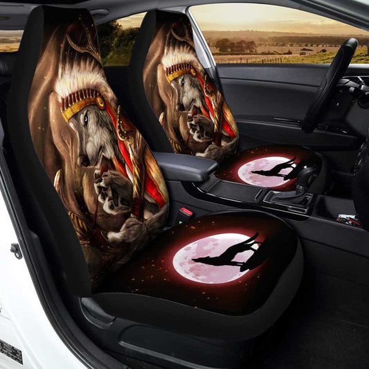 Native Wolf Car Seat Covers Custom Wild Animal Car Accessories - Gearcarcover - 2