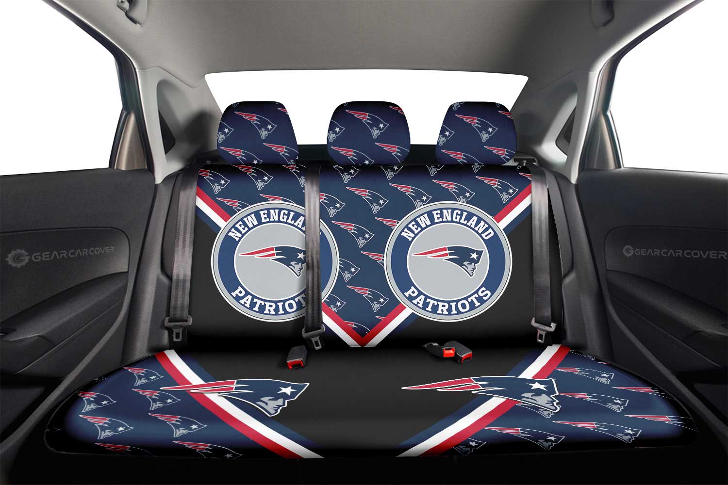 New England Patriots Car Back Seat Cover Custom Car Decorations For Fans - Gearcarcover - 2