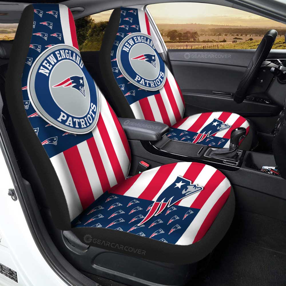 New England Patriots Car Seat Covers Custom US Flag Style - Gearcarcover - 1