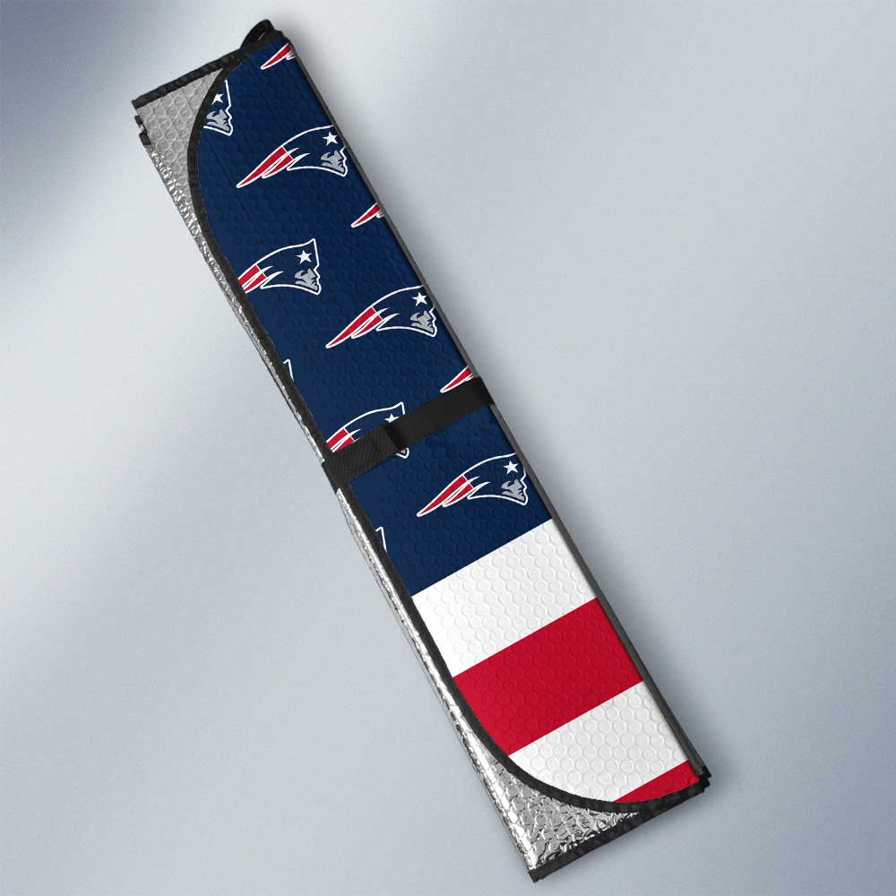 New England Patriots Car Sunshade Custom US Flag Style - Gearcarcover - 3