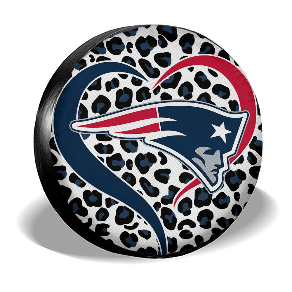 New England Patriots Spare Tire Cover Custom Leopard Heart For Fans - Gearcarcover - 3
