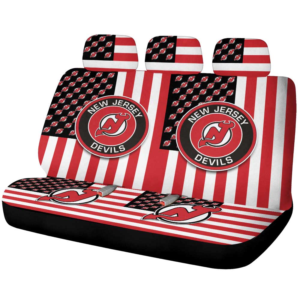 New Jersey Devils Car Back Seat Cover Custom US Flag Style - Gearcarcover - 1