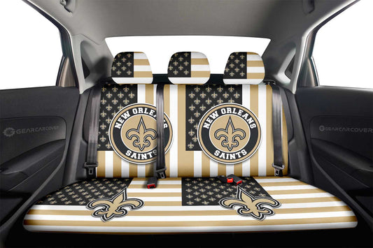 New Orleans Saints Car Back Seat Cover Custom US Flag Style - Gearcarcover - 2