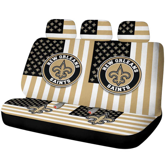 New Orleans Saints Car Back Seat Cover Custom US Flag Style - Gearcarcover - 1