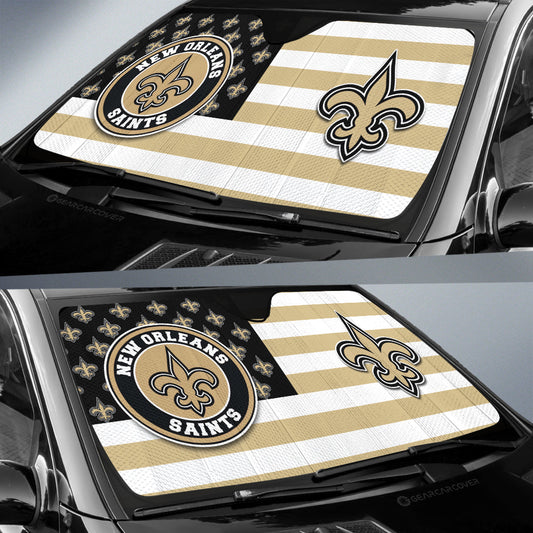 New Orleans Saints Car Sunshade Custom US Flag Style - Gearcarcover - 2